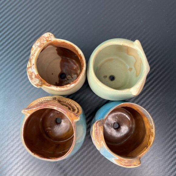 Ceramic Owl Pots Succulent Plant Container Mini Planter Glazed Set of 4 - Picture 10 of 14